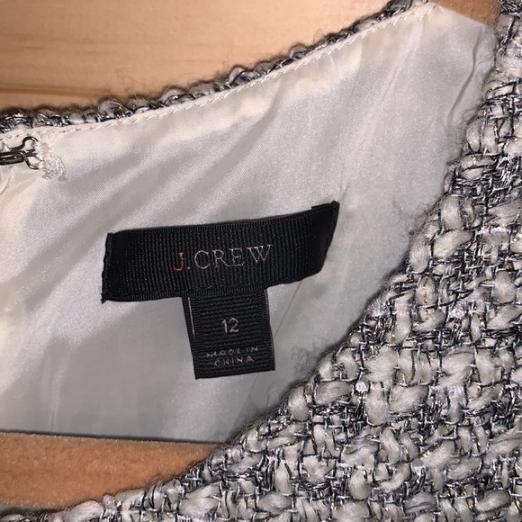 J Crew Silver & Ivory Dress Size 12 - Picture 3 of 6